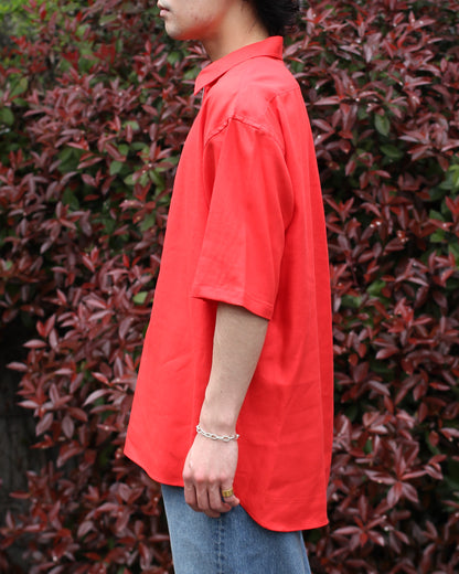 ULTERIOR/RAYON LINEN TWILL HALF-ZIP SHIRT"RED"