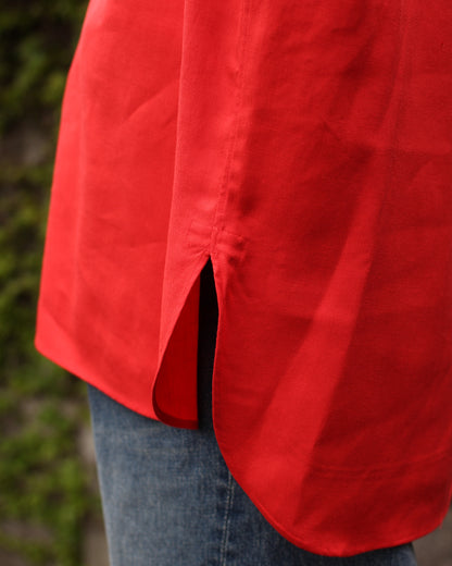 ULTERIOR/RAYON LINEN TWILL HALF-ZIP SHIRT"RED"