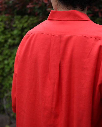ULTERIOR/RAYON LINEN TWILL HALF-ZIP SHIRT"RED"