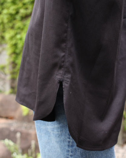 ULTERIOR/RAYON LINEN TWILL HALF-ZIP SHIRT"BLACK"