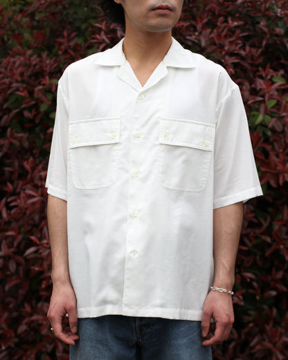 ULTERIOR/SILKY SOFT TWILL O/C SHIRT"OFF WHITE"
