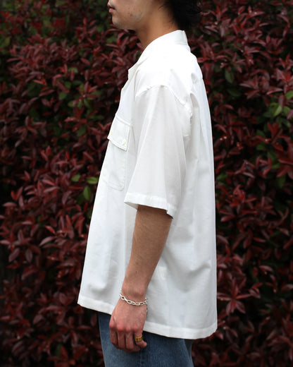 ULTERIOR/SILKY SOFT TWILL O/C SHIRT"OFF WHITE"