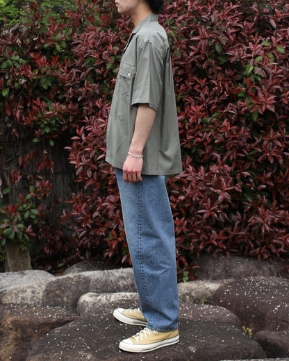 ULTERIOR/SILKY SOFT TWILL O/C SHIRT"GREEN"