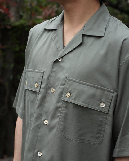 ULTERIOR/SILKY SOFT TWILL O/C SHIRT"GREEN"