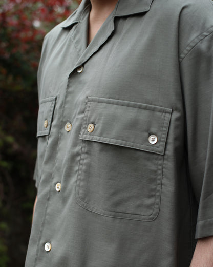 ULTERIOR/SILKY SOFT TWILL O/C SHIRT"GREEN"