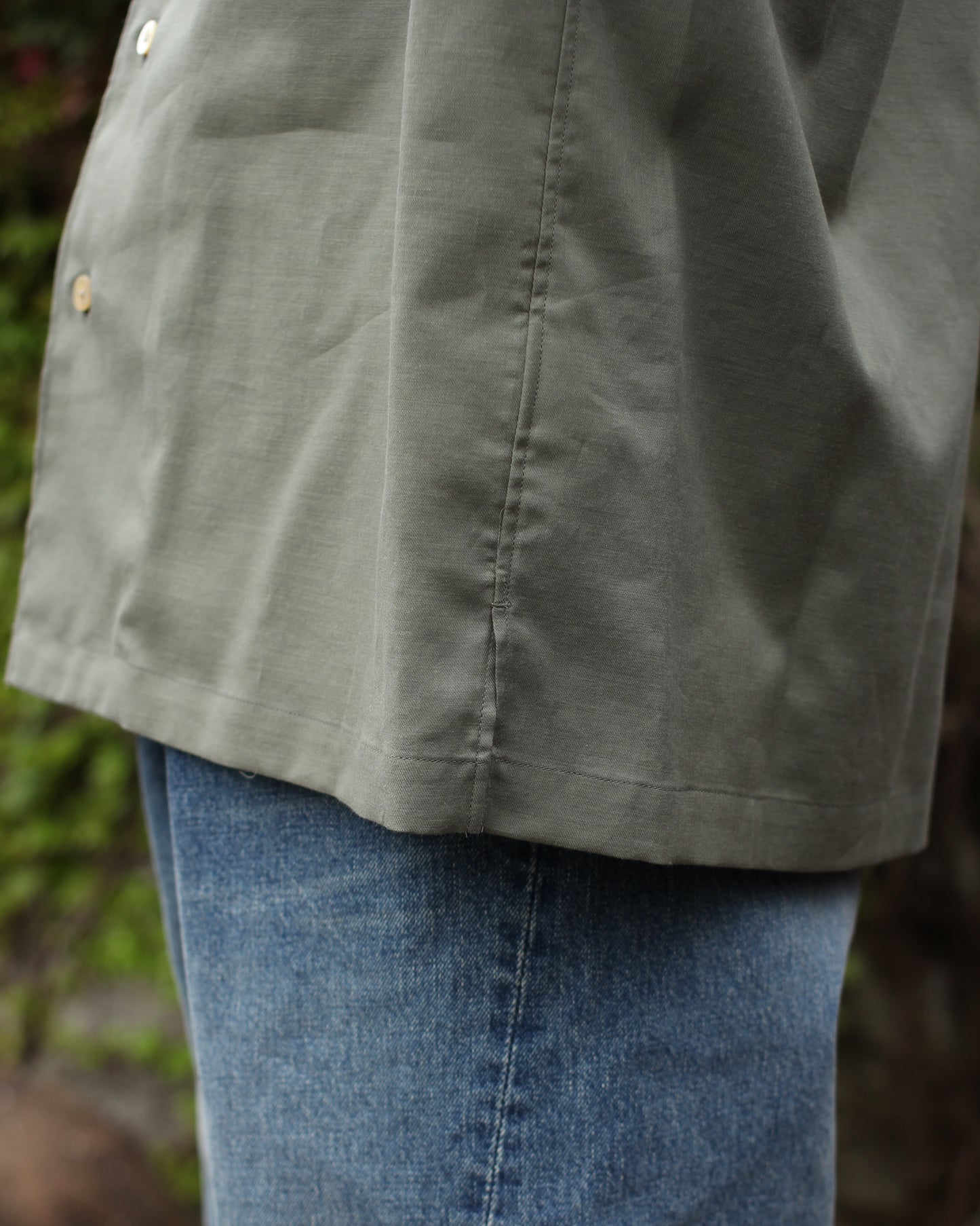 ULTERIOR/SILKY SOFT TWILL O/C SHIRT"GREEN"