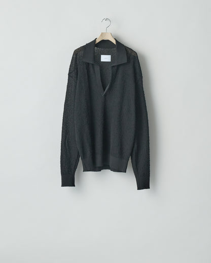 ssstein/SHEER LIGHT KNIT SKIPPER LS "BLACK"