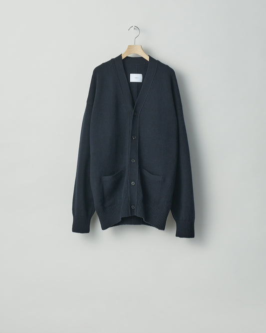 stein / EX FINE LAMBS KNIT CARDIGAN "DARK NAVY"