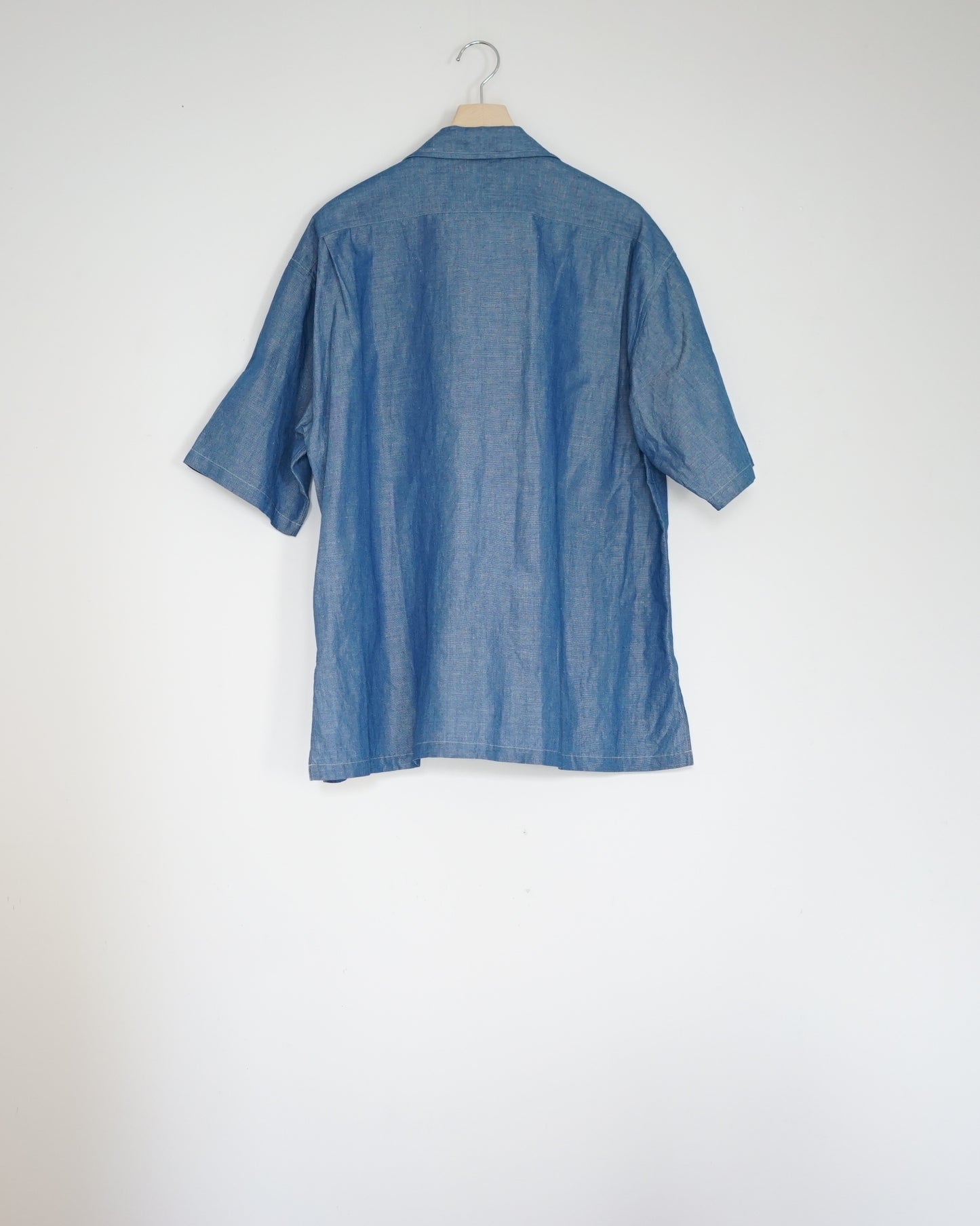 Caledoor / cotton Linen Open Collar Shirt"INDIGO"