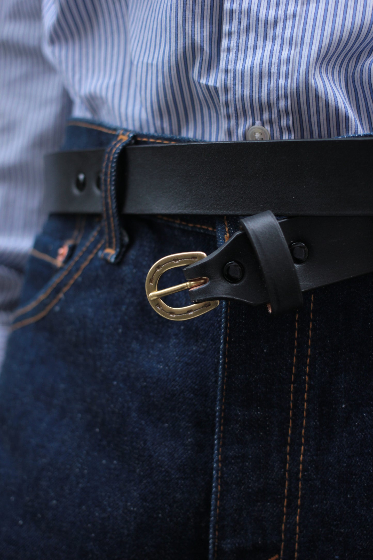 seven by seven（セブンバイセブン）HIDE BUCKLE LEATHER BELT "BLACK"
