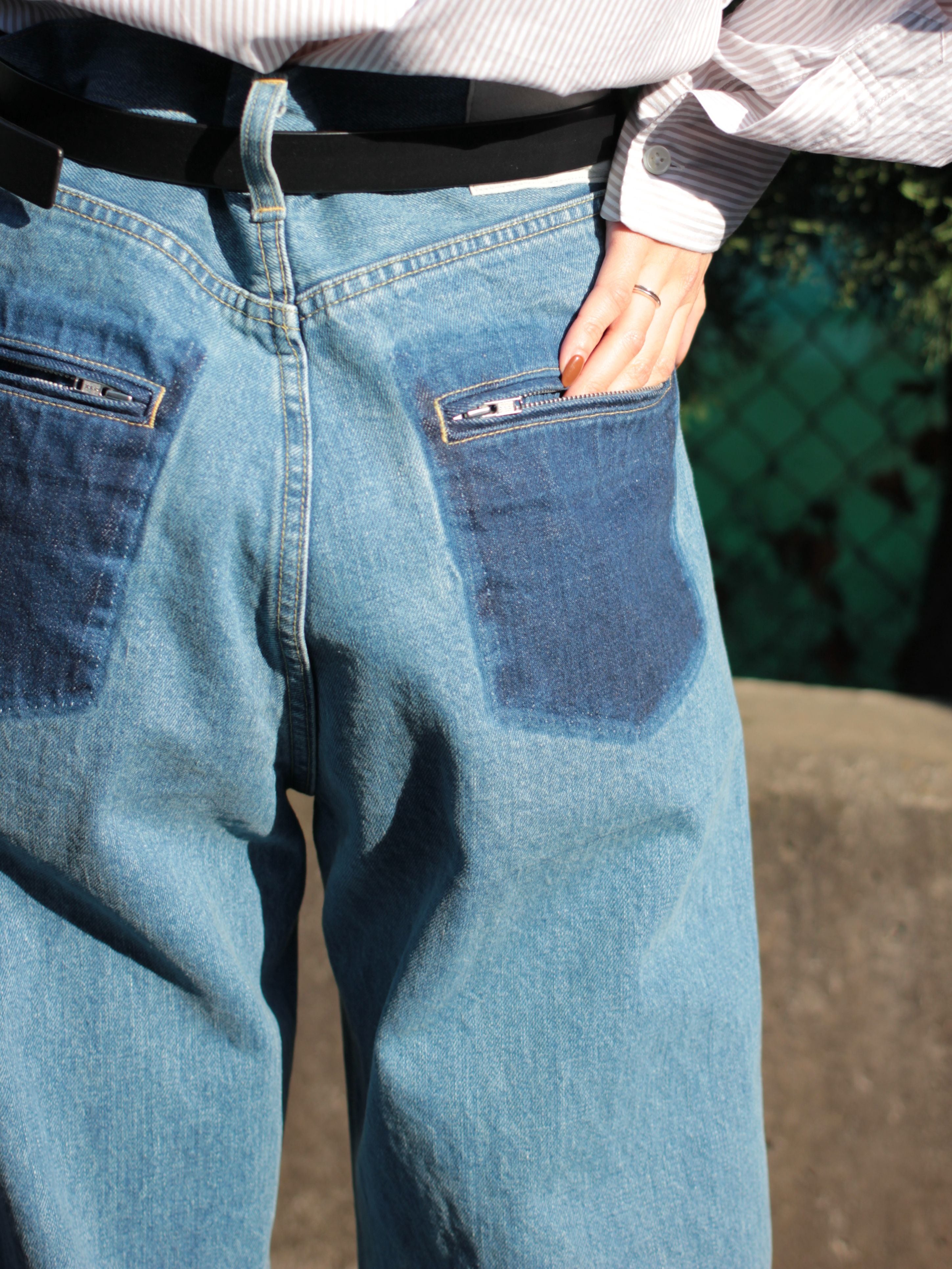 stein / LEATHER COMBINATION VINTAGE DENIM JEANS 