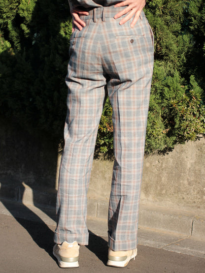 MATSUFUJI /  Multi Check Semi-flare Trousers "MULTI"