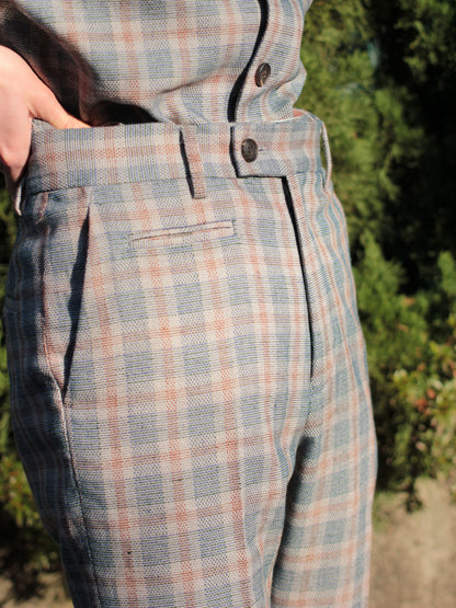 MATSUFUJI /  Multi Check Semi-flare Trousers "MULTI"