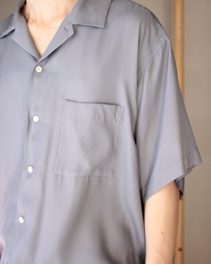 stein /  OVERSIZED CUPRO OPEN COLLAR SS SHIRT "BLUE GREY"