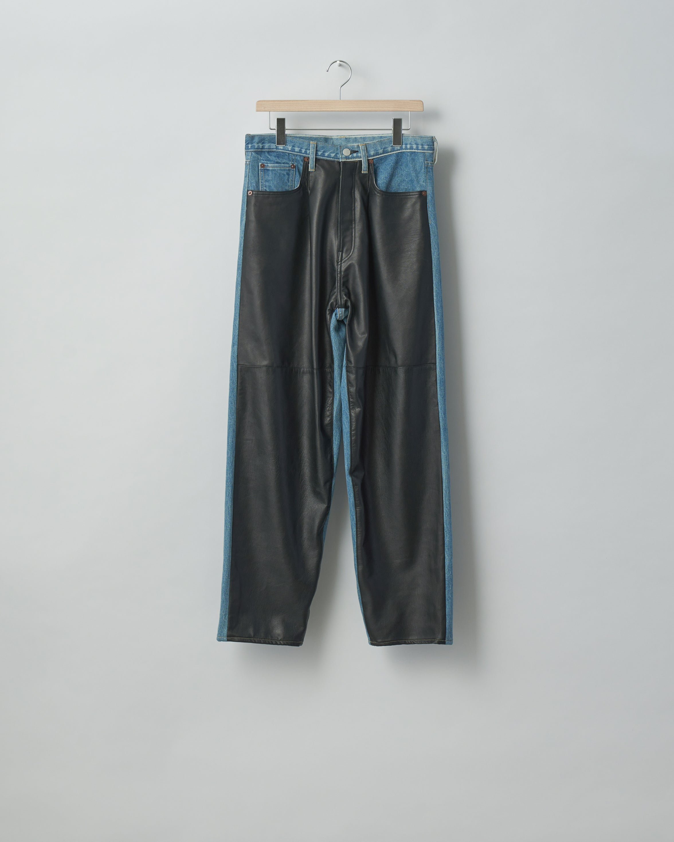 stein / LEATHER COMBINATION VINTAGE DENIM JEANS 